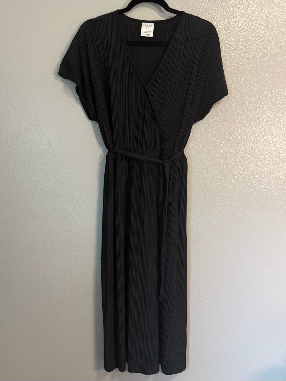 Black Pleated Wrap Style Maxi Dress Dark Academia Goth whimsigoth vampire XL